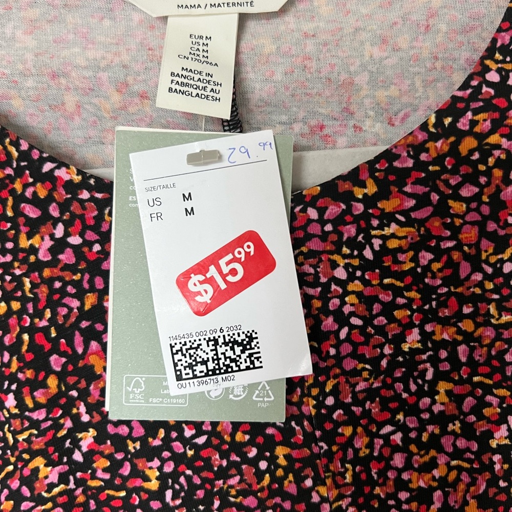 NWT H&M Women’s MAMA Maternity Colorful Speckled KNOT-DETAIL NURSING DRESS - Picture 14 of 16